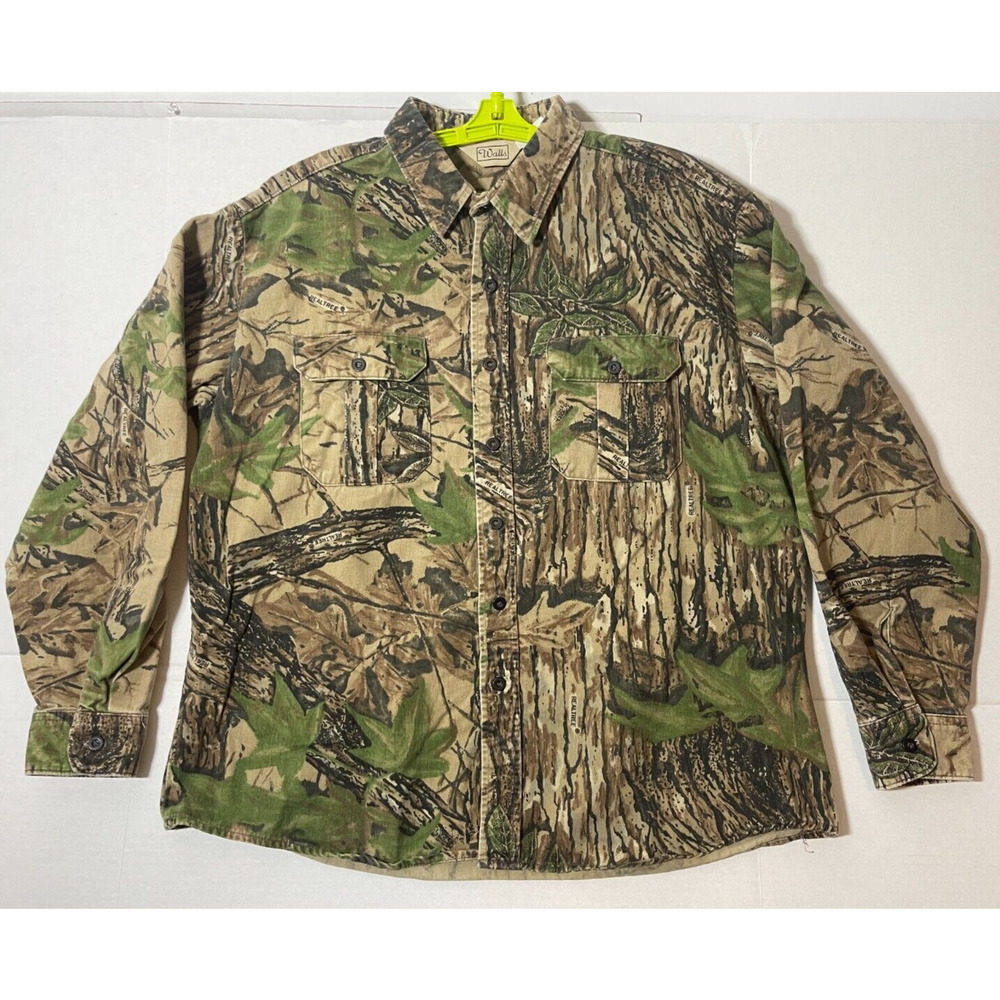 Vintage Walls Camo Shirt Men's Large Realtree Button Up XL Hunting Outdoor